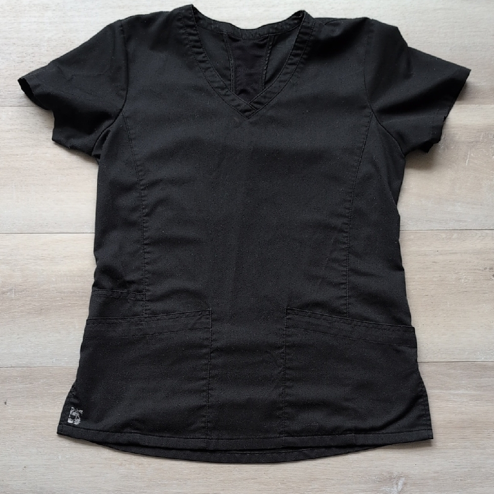 EON Solid Black Scrub Top - XS
